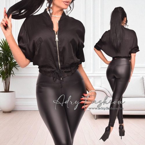 Dalma Fekete cipzáros divatos kardigán felső 