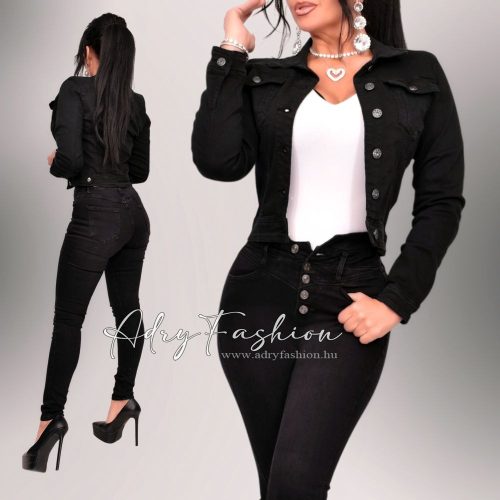 Fekete színű farmer dzseki