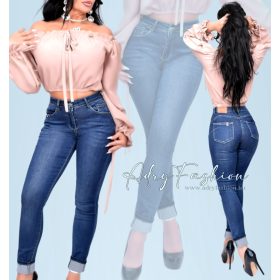 Sötétkék push up-os női farmernadrág