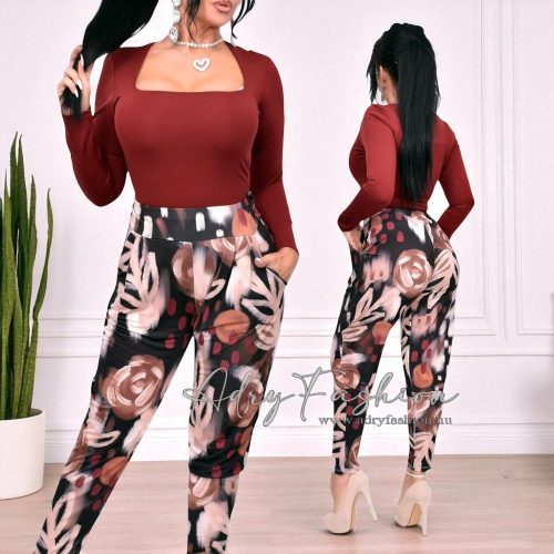 Ketrin fekete barna bordó  jégselyem nadrág