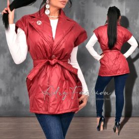 Bordó elegáns hosszított mellény LUXURY brossal