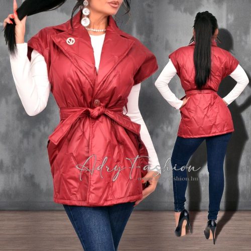 Bordó elegáns hosszított mellény LUXURY brossal