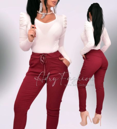 Bordó színű zsebes Nadrág madzagos megkötővel