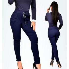 Sötétkék zsebes madzagos női nadrág