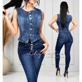 Sötétkék női farmer mellény