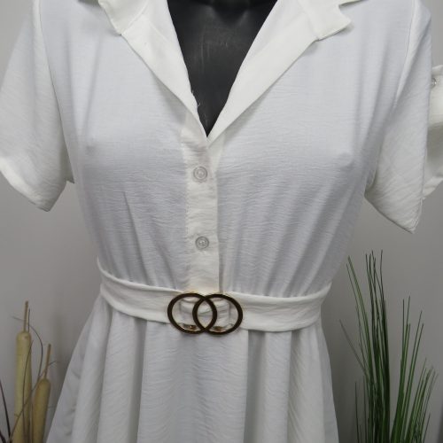 Fehér gumis derekú ing ruha öv dísszel 