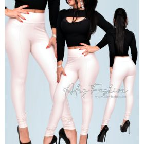 Bézs matt műbőr elöl tűzött legging