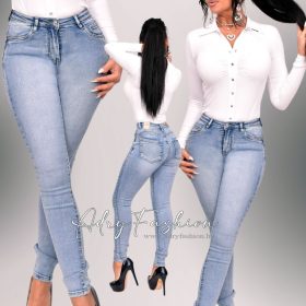 Világoskék színű sztreccs PUSH UP farmernadrág