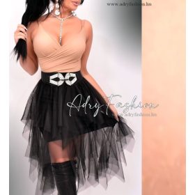   Rony Fekete színű alkalmi tüll szoknya cikk cakk női szoknya 