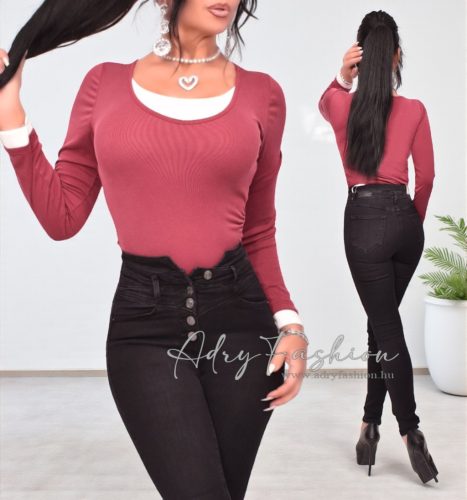 Bordó fehér oldalán húzott felső