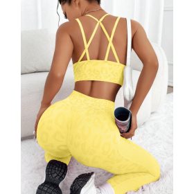 Sárga párducos 2 részes fitness szett S -es