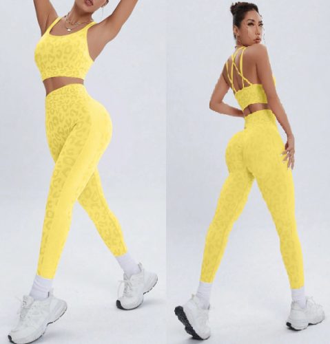 Sárga párducos 2 részes fitness szett S -es