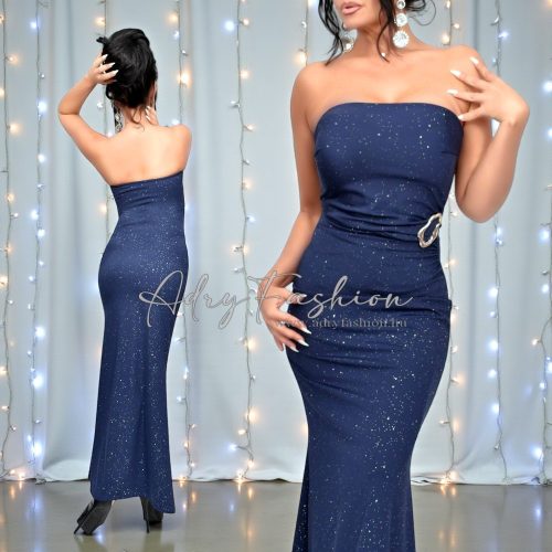 Sötétkék színű csillogós alkalmi ruha