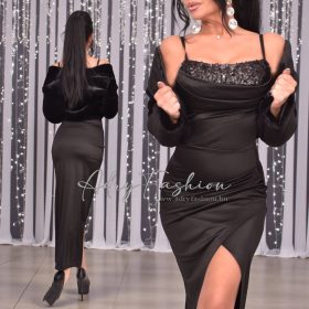 Carmen Fekete pántos kámzsás flitteres alkalmi ruha