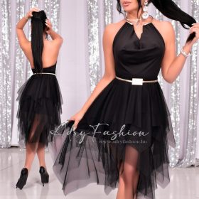 Fekete poliamid női body aranyozott fémkarika nyakkal