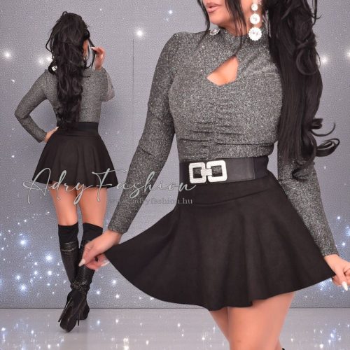 Ezüst csillogós alkalmi Felső elöl húzott