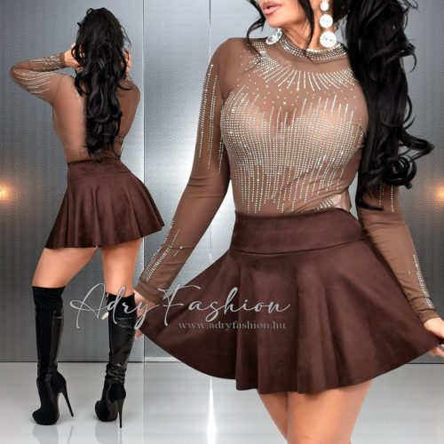 Barna plüss shortos loknis szoknya