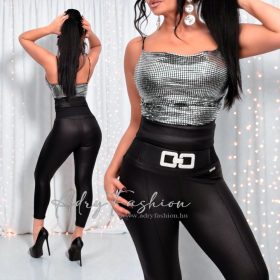 Ezüst flitteres pántos kámzsás alkalmi felső