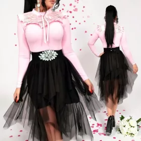 Lya Fekete színű tüll cikk cakk alkalmi szoknya