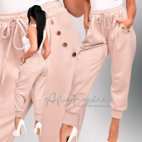   Bézs zsebes aranyozott gomb díszes Nadrág széles passzéval