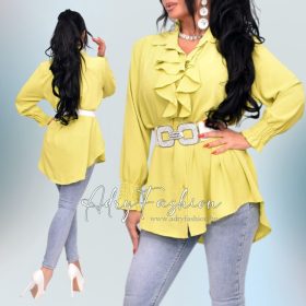 Kiwi zöld színű zsabós hosszított női ing 