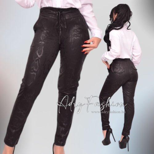 Fekete kígyó nyomott mintás női nadrág XXL