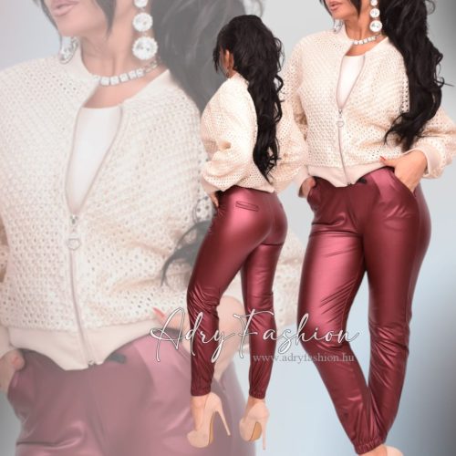 Bézs arany szálas lyukacsos kis kabát