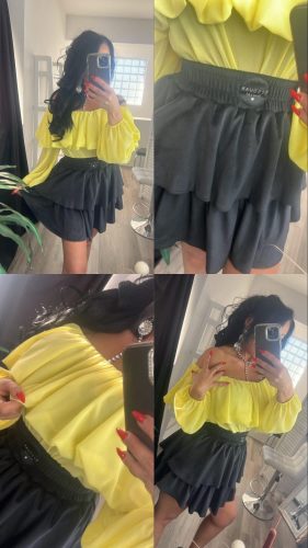 Lotty Sárga színű muszlin vállra húzható női lenge felső