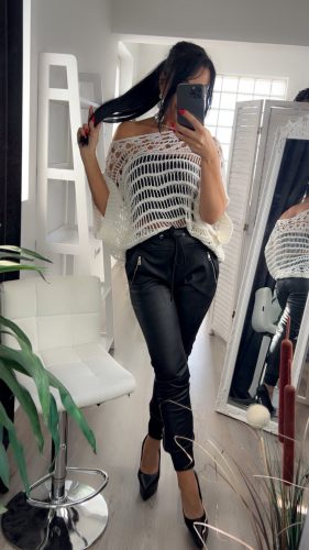 Molly Fehér lurex szálas laza horgolt felső