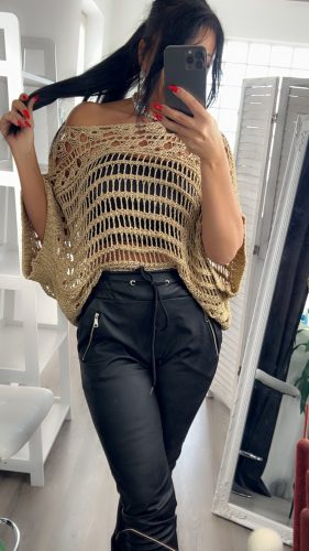 Molly Arany lurex szálas laza horgolt felső