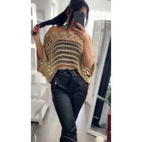 Molly Arany színű lurex szálas laza horgolt felső