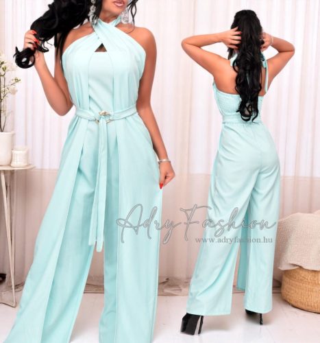 Milla Aqua kék alkalmi overál derék övvel