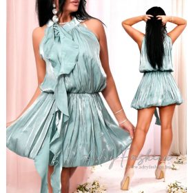 Türkiz ezüst fényes szatén hagyma ruha