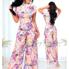   Luna Lila sárga mintás aszimmetrikus felső és nadrág szett