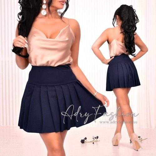 Sötétbézs színű szatén kámzsás trikó felső