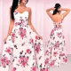 Aurora Fehér alapon pink rózsa mintás maxi ruha