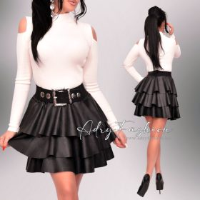   Dotty vaj színű vállánál nyitott vékony kötött felső