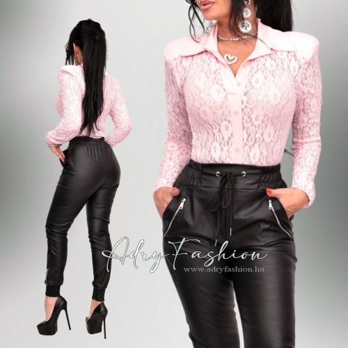 Alma Baba rózsaszín csipke body válltöméssel