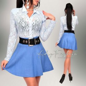 Betty Kék színű csipke body válltöméssel