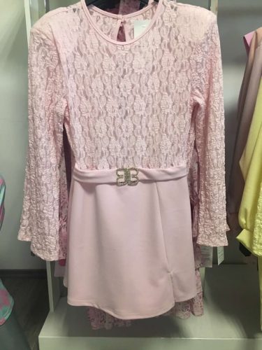 Emma Rózsaszín csipke díszes overál ruha BB strassz csattal