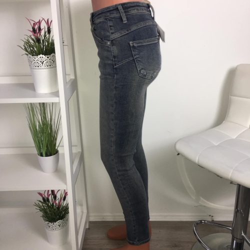 Sötétkék barna koptatott push up farmernadrág