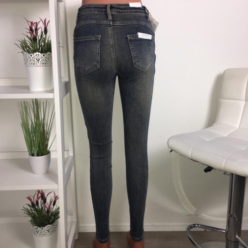 Sötétkék barna koptatott push up farmernadrág