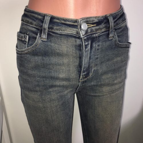 Sötétkék barna koptatott push up farmernadrág