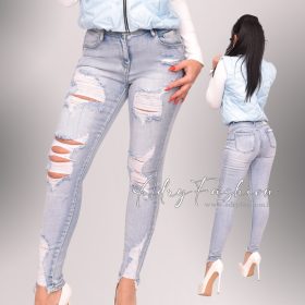 Világoskék szaggatott push up farmernadrág