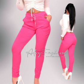 Mia pink színű női nadrág csillogós megkötős