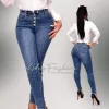 Középkék magas derekú skinny farmernadrág 