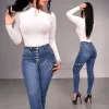 Középkék magas derekú skinny farmernadrág 