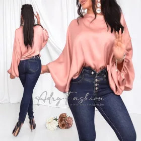 ROSE GOLD szatén lenge bő fazonú felső