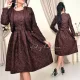 Bronz barna színű anyagában mintás alkalmi ruha és blézer szettben