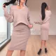 Nia vogue taupe színű trikó ruha és felső szett